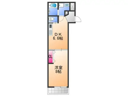 FELIZ貝塚(1DK/2階)の間取り写真