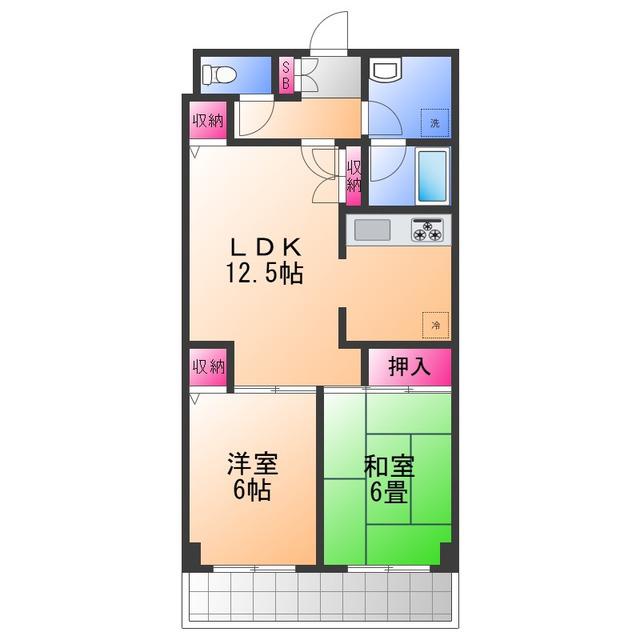 トークストリートアソガワ(2LDK/2階)の間取り写真