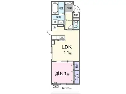 GARDEN 浜プラス(1LDK/2階)の間取り写真