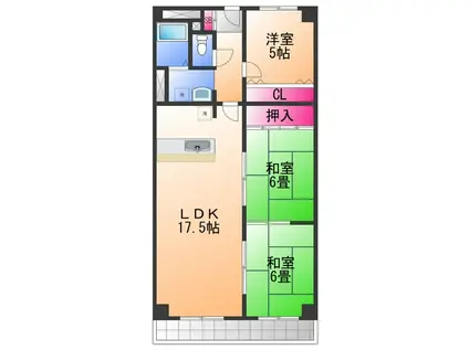 オリーブ高松南(3LDK/2階)の間取り写真