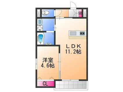 ARCAりんくうⅡ(1LDK/2階)の間取り写真