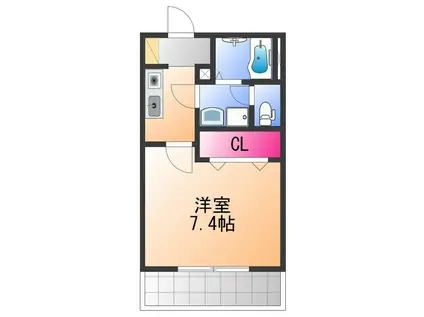 ロカンダ泉佐野(1K/1階)の間取り写真