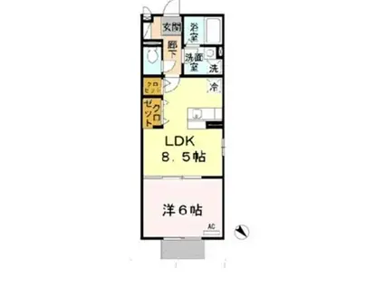 グランパルク・コーズ(1LDK/1階)の間取り写真