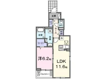 メゾン ヴォロンテ Ⅰ(1LDK/1階)の間取り写真