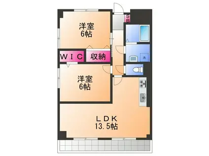 吉与ハイム(2LDK/4階)の間取り写真