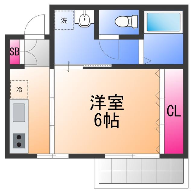 ロイヤル日根野(1K/3階)の間取り写真