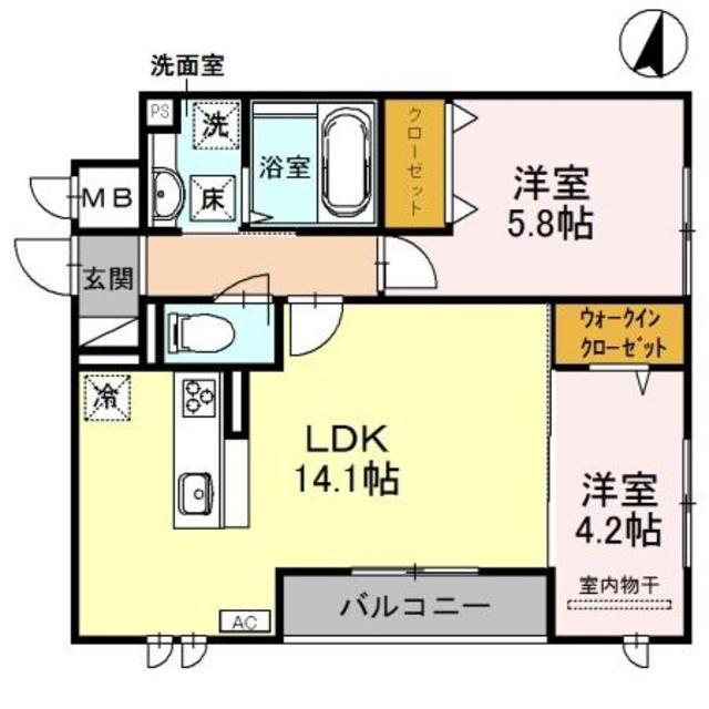 グレースコート常盤(2LDK/1階)の間取り写真