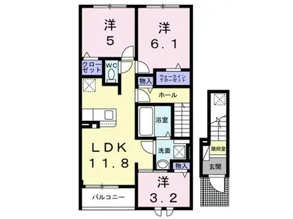 ポンテアルト池上A(3LDK/2階)の間取り写真