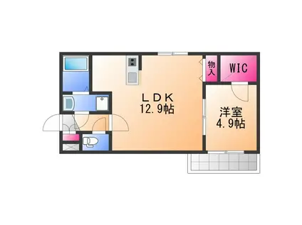 ジーメゾン岸和田レヴリア(1LDK/3階)の間取り写真