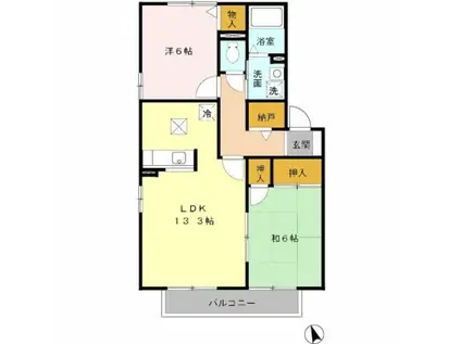 セジュールSAWA(2LDK/2階)の間取り写真