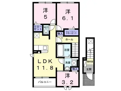ポンテアルト池上B(3LDK/2階)の間取り写真