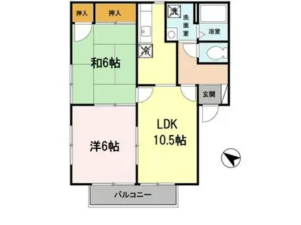 ル・レーヴ(2LDK/2階)の間取り写真