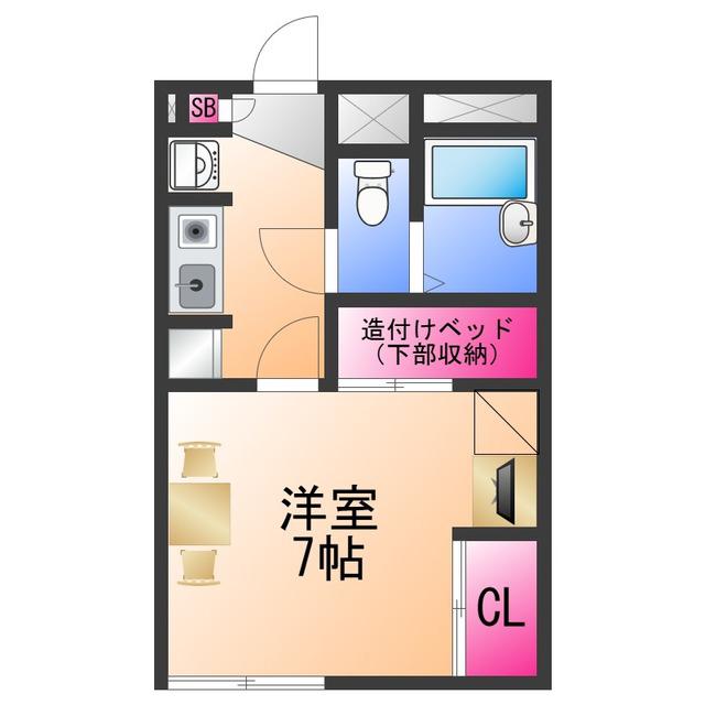 レオパレス三ッ松(1K/1階)の間取り写真