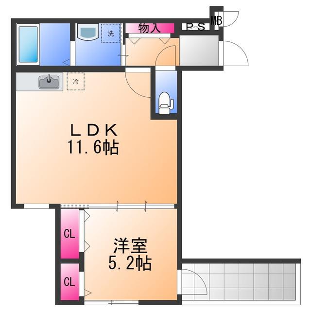 フジパレス リーブズテラス(1LDK/3階)の間取り写真
