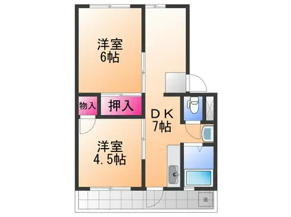 AURABELLA 清風荘(2DK/3階)の間取り写真