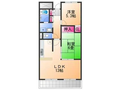 ロビン・ソング(2LDK/3階)の間取り写真