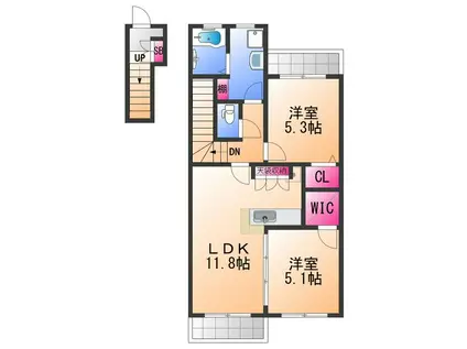 プチ シャ(2LDK/2階)の間取り写真