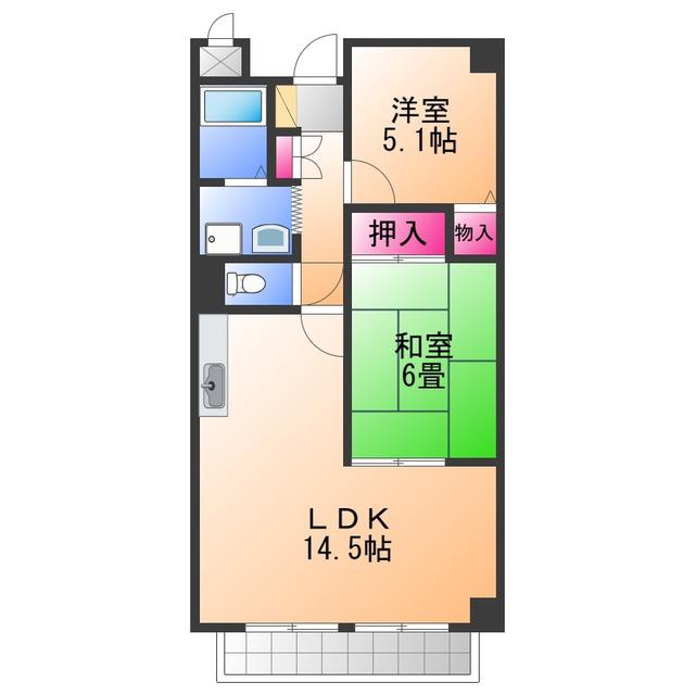 ウィズ・ユー八木(2LDK/1階)の間取り写真