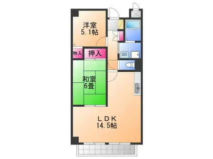 ウィズ・ユー八木(2LDK/4階)の間取り写真