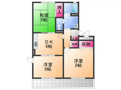 フォーエバーハイツ(3DK/2階)の間取り写真