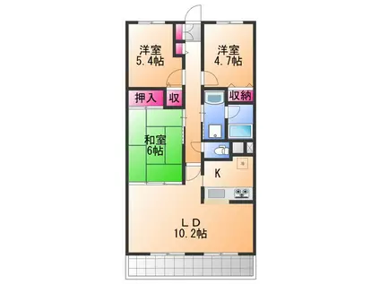 サンモリッツ日根野(3LDK/1階)の間取り写真