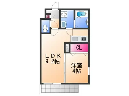 ジーメゾン泉大津ベルビュー(1LDK/3階)の間取り写真