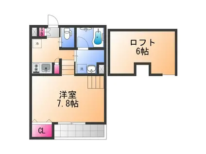 LUXE浜寺A棟(1K/1階)の間取り写真