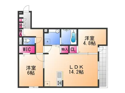 パサログランデ上野芝(2LDK/3階)の間取り写真