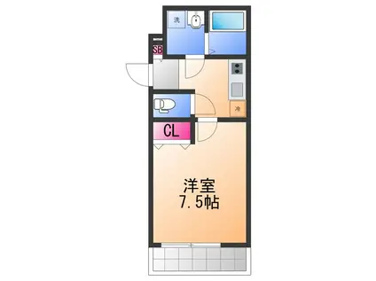 ALEGRIA津久野ノース(1K/2階)の間取り写真