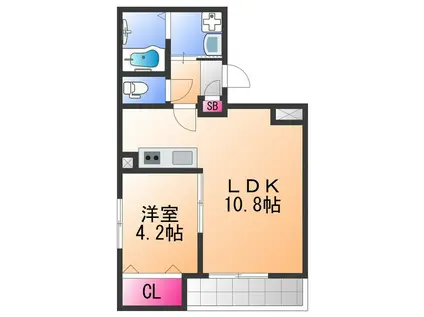 GARDENIA泉佐野大西(1LDK/1階)の間取り写真