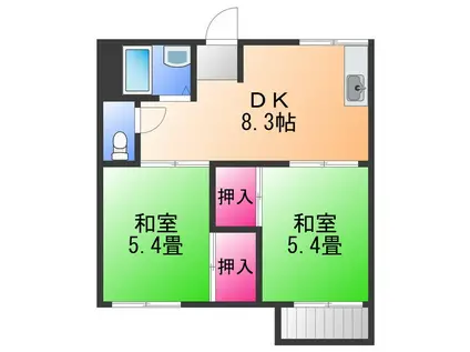 エクセレート泉大津(2DK/1階)の間取り写真