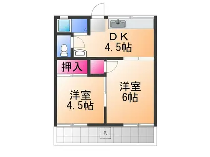 上田ハイツ(2DK/2階)の間取り写真