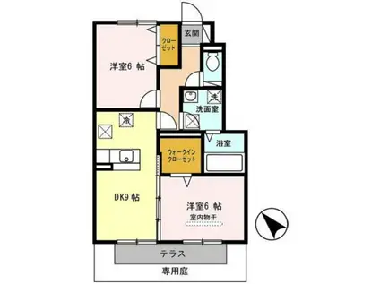 プラムパディーA棟(2DK/1階)の間取り写真