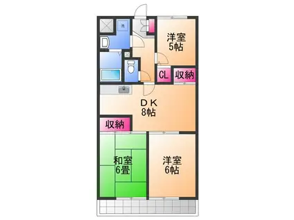 グランドール岸和田(3DK/2階)の間取り写真