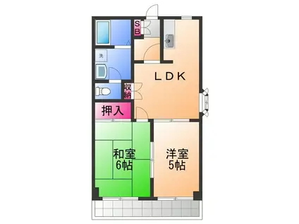 スパシーバ積川(2DK/2階)の間取り写真