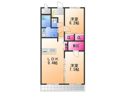 ベルナードサーモス(2LDK/3階)の間取り写真