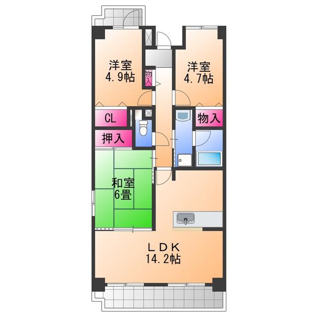 コスモス・ミソノ(3LDK/3階)の間取り写真