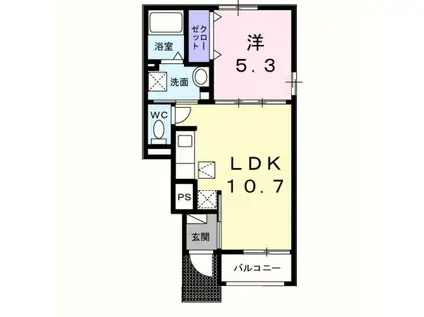 ディアコート 加守(1LDK/1階)の間取り写真