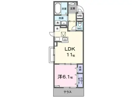 GARDEN 浜プラス(1LDK/2階)の間取り写真