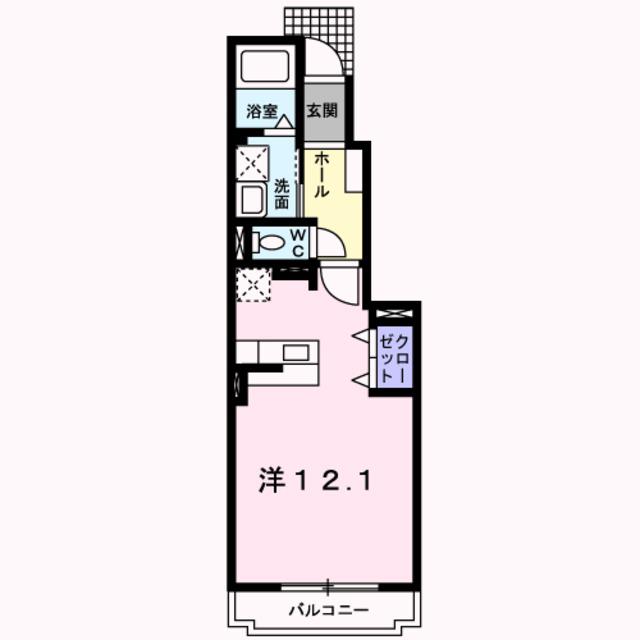 サイレントプレイス(ワンルーム/1階)の間取り写真