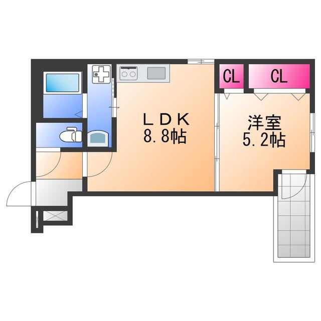 アビテ上野町西(1LDK/2階)の間取り写真