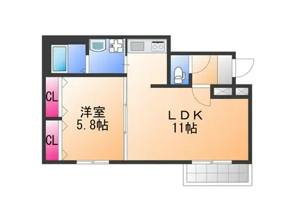 アビテ上野町西(1LDK/3階)の間取り写真
