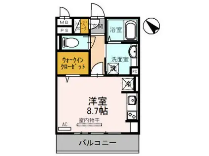 エーデルハウス(ワンルーム/2階)の間取り写真