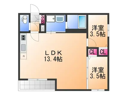 AVANTIO泉佐野(2LDK/1階)の間取り写真