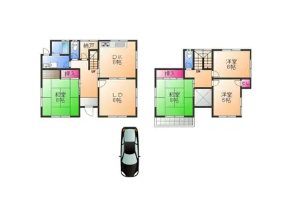 水間鉄道水間線 森駅(大阪) 徒歩26分 2階建 築43年(4LDK)の間取り写真