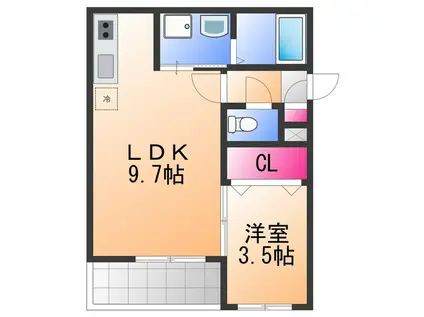 ロジェ泉佐野(1LDK/2階)の間取り写真