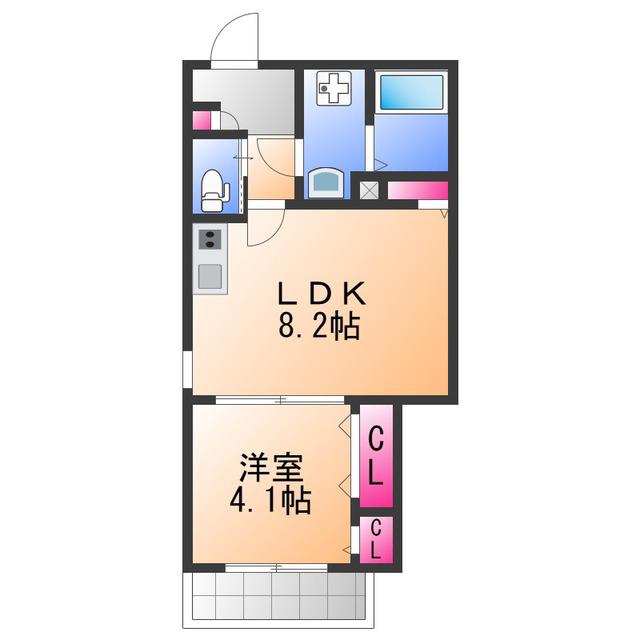 ジーメゾン岸和田ラクセル(1LDK/3階)の間取り写真