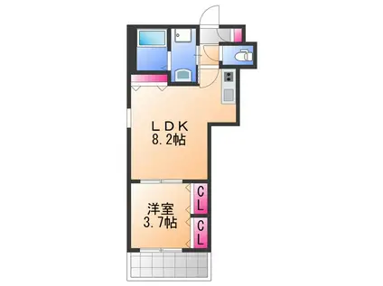 ジーメゾン岸和田ラクセル(1LDK/1階)の間取り写真