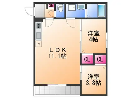 LECLERC IZUMISANOⅡ(2LDK/3階)の間取り写真