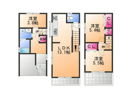 南海電鉄南海本線 石津川駅 徒歩6分 3階建 築20年(3LDK)の間取り写真